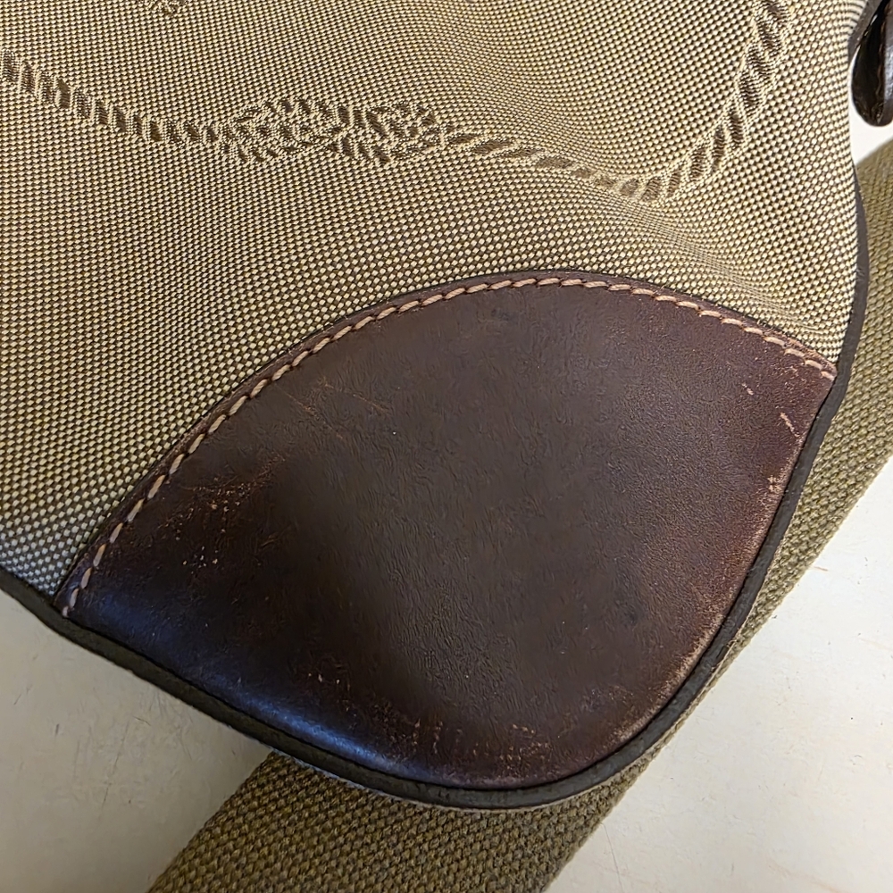 Prada | Small Prada Logo Jacquard Tan Canvas Shoulder/Crossbody  Bag - Picture 9 of 15